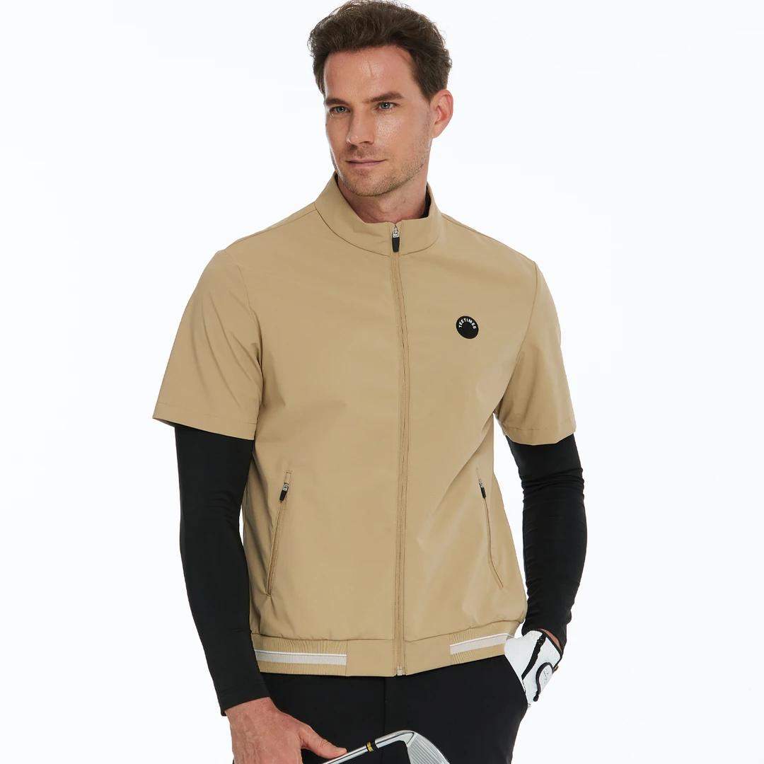 秋冬高尔夫男半袖风衣外套防风防水运动短袖风衣高尔夫服装男外套