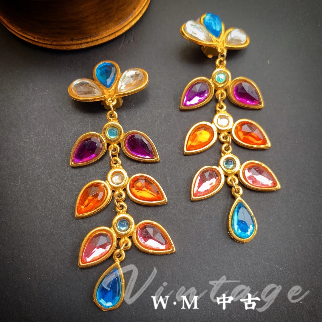 铜合金耳饰  W·M中古-vintage （法）法产扫肩耳夹