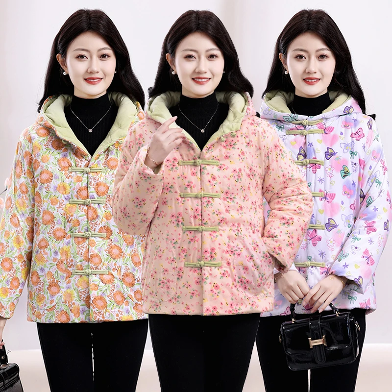 100%新疆长绒棉花棉袄2024新款新中式棉衣外套加厚复古手工棉服女