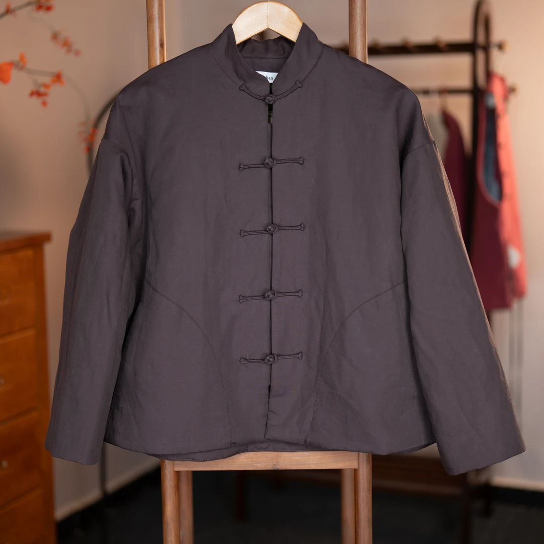 落肩立领棉衣棉服外套常规棉袄长袖清冷系禅意国风新中式女装
