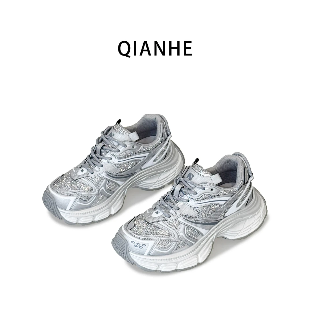 「Qan'h千合女鞋」•高奢定制 灰调 百搭女士老爹鞋（2581-1）