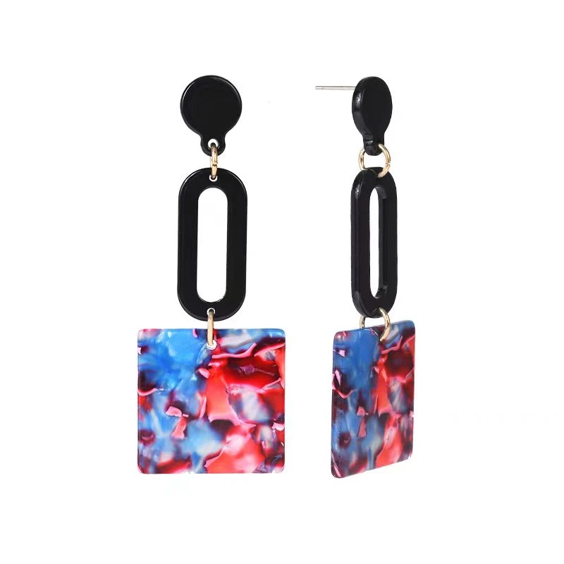 铜合金亚克力耳饰 方形耳环