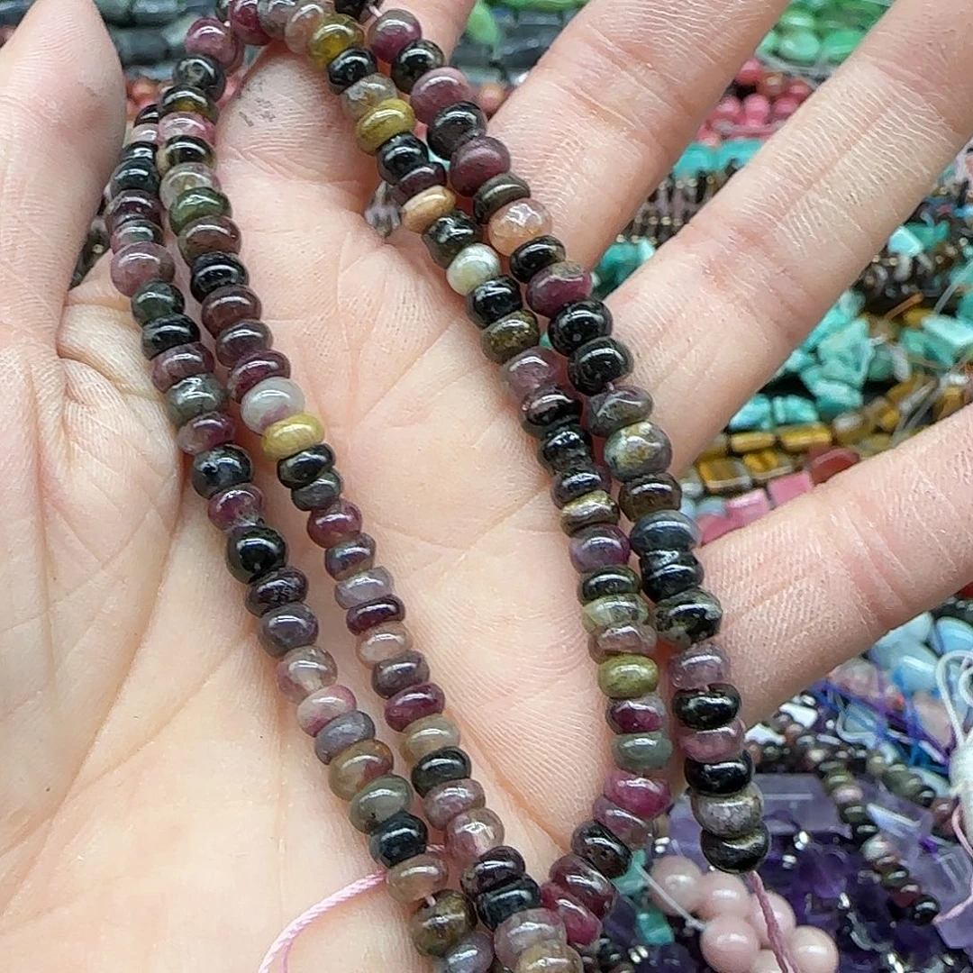 玛瑙/玉髓珠宝半成品合金碧玺算盘6mm一条小