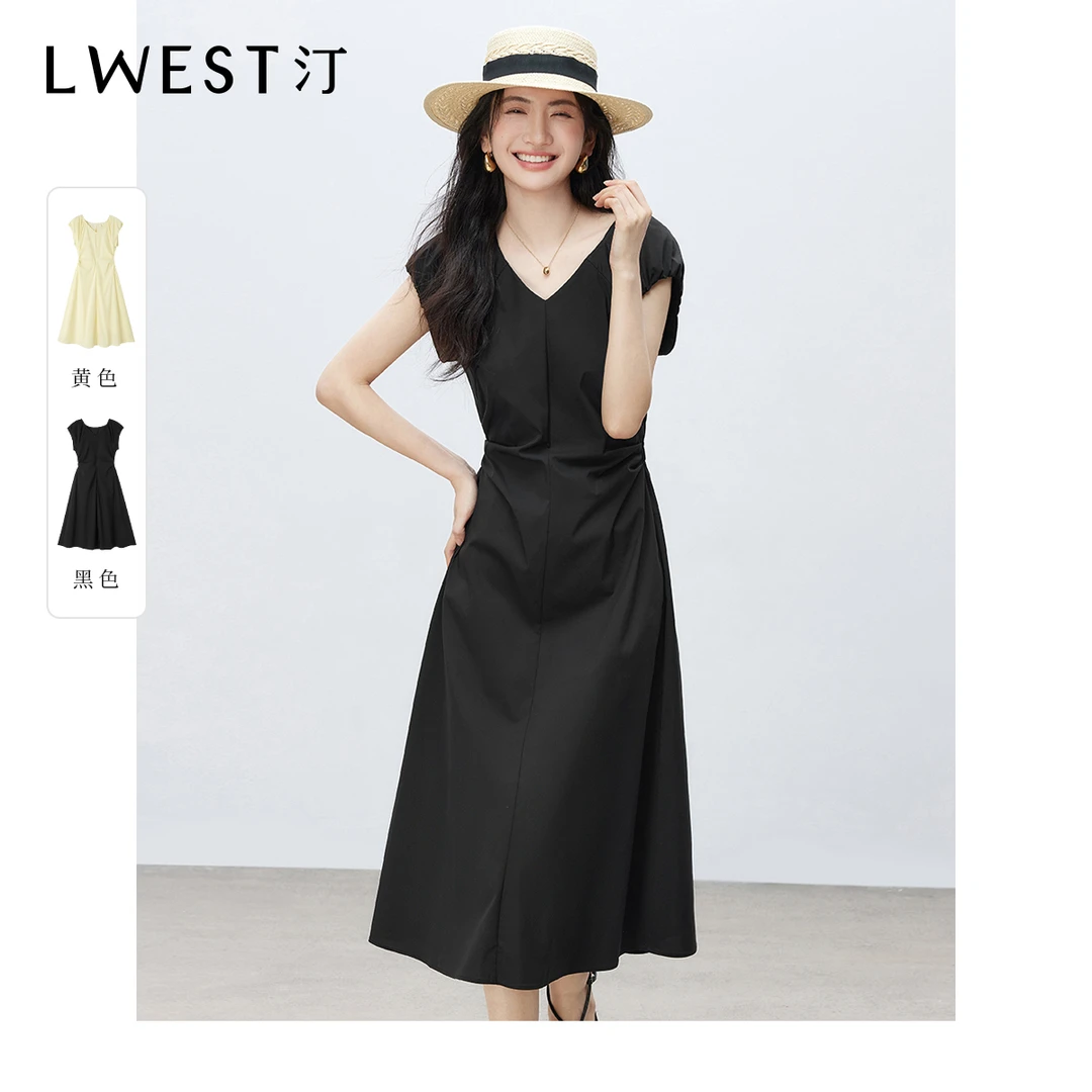 朗文斯汀2025夏季新款法式优雅露背V领修身连衣裙DTML5204B12723