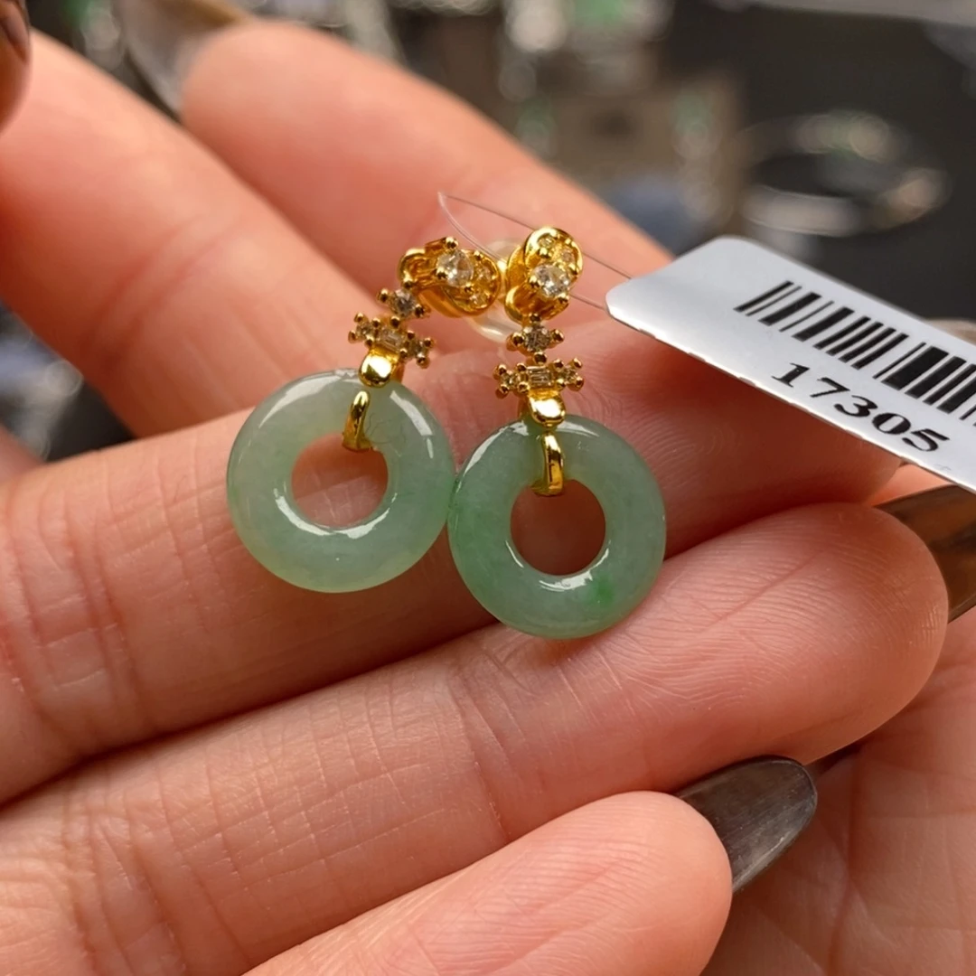 颈饰银S925镶嵌翡翠净货17305