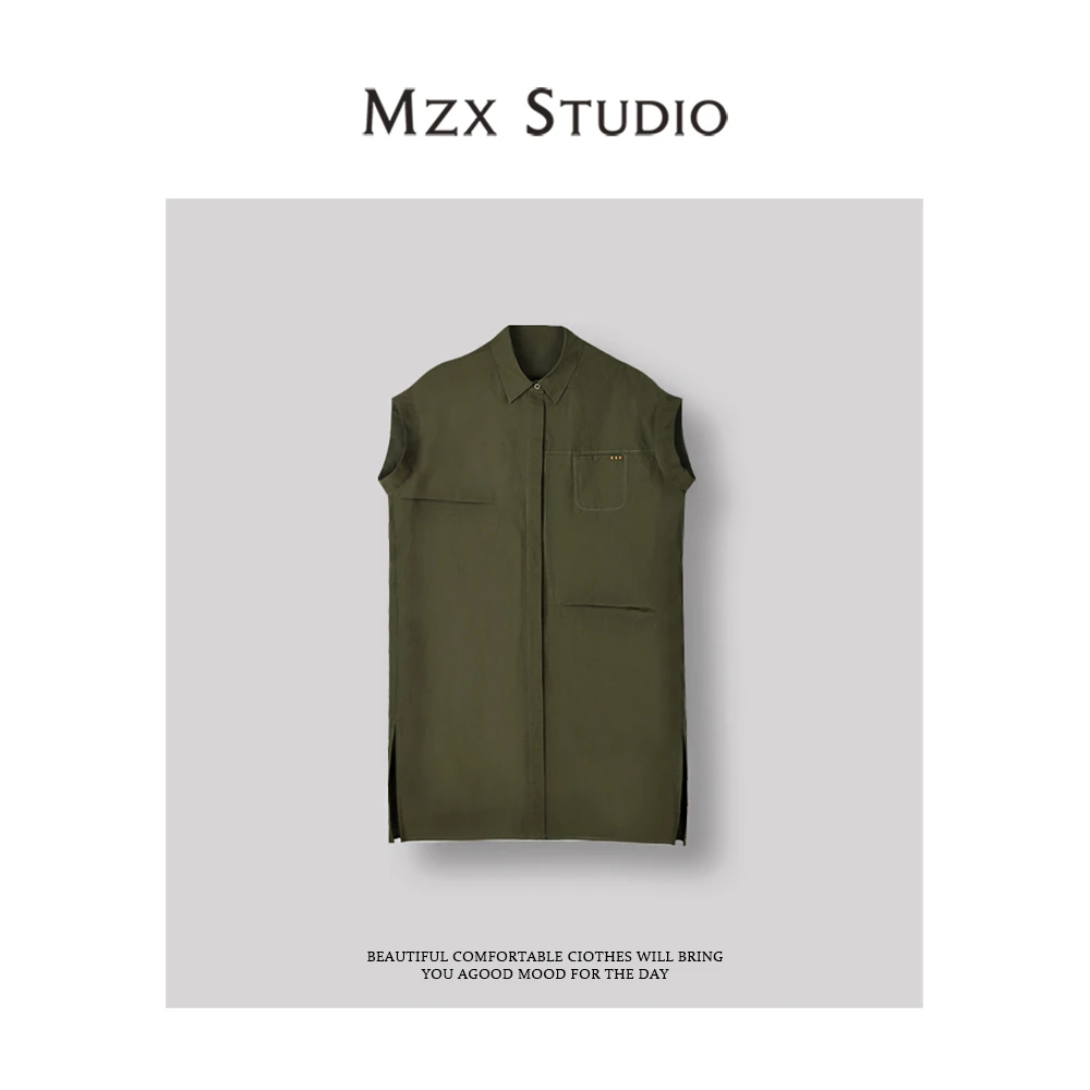 MZX 夏季小众设计感全棉长款工装马甲外套MJ7905-E