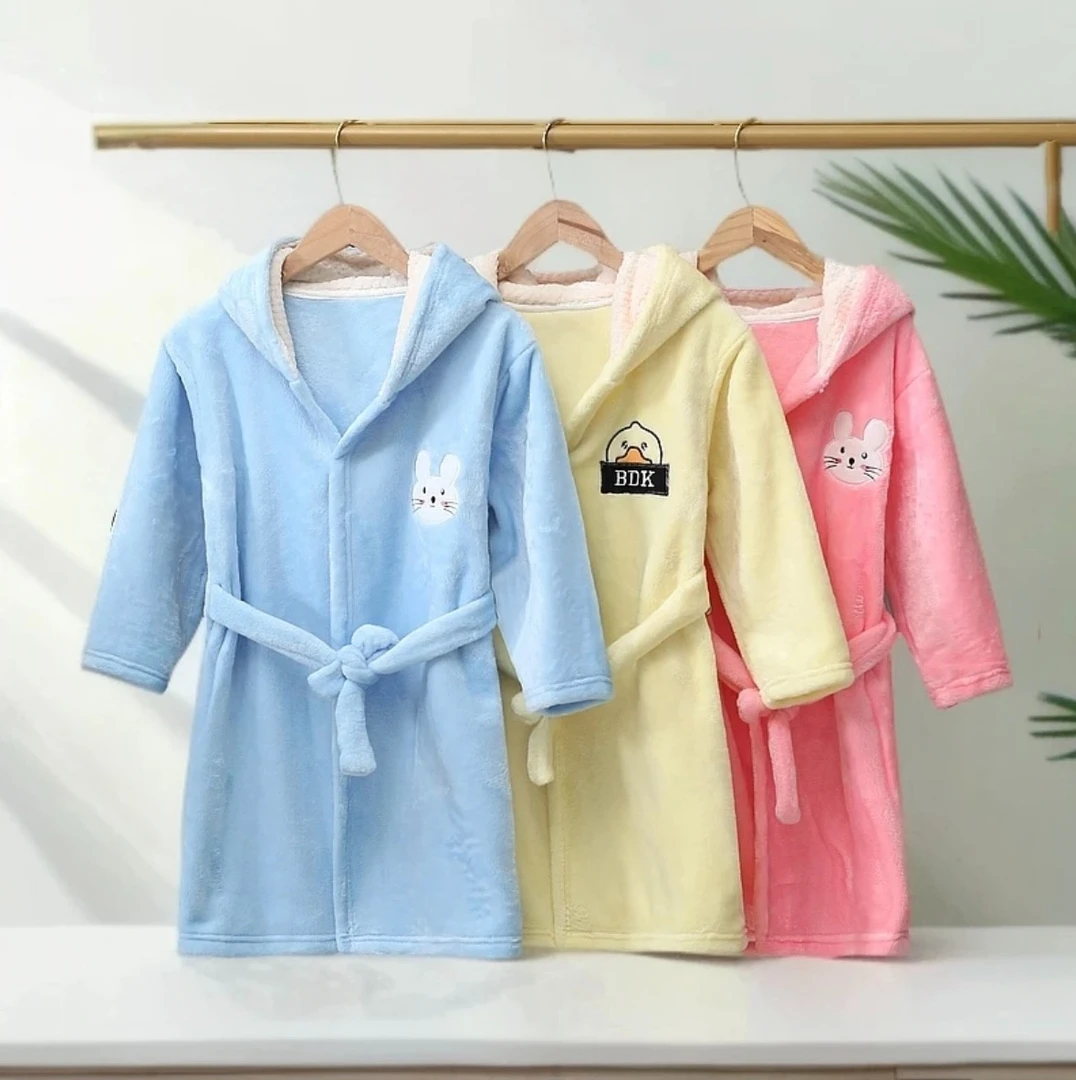 儿童睡袍法兰绒加绒加厚男童睡袍女童珊瑚绒秋冬儿童宝宝AD