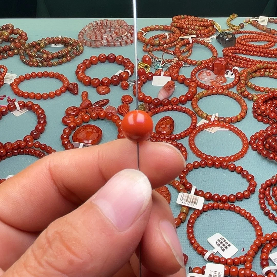 灭***太南红玛瑙未镶嵌手链柿子红卡10