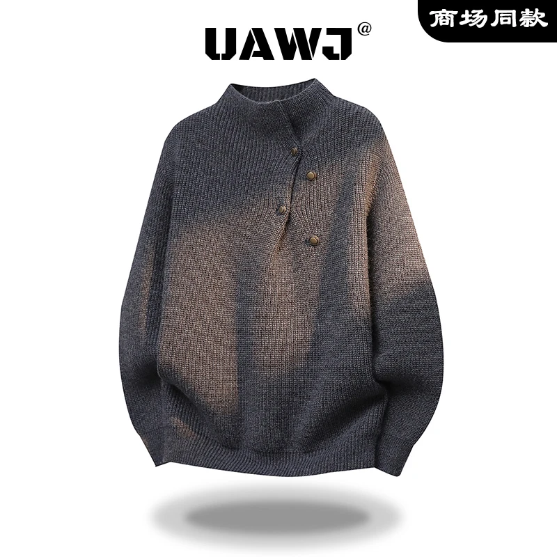 美式痞帅设计感半高领针织衫男款秋冬季潮牌cleanfit小众休闲毛衣