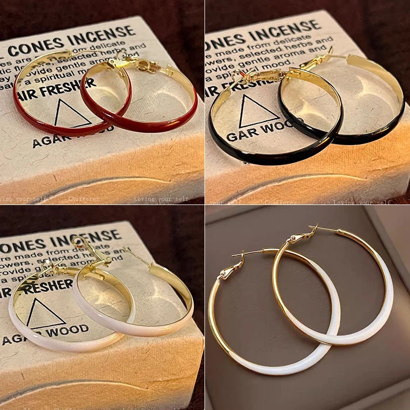 欧美时尚夸张素圈耳环几何耳圈ins夸张冷淡风个性气质耳饰