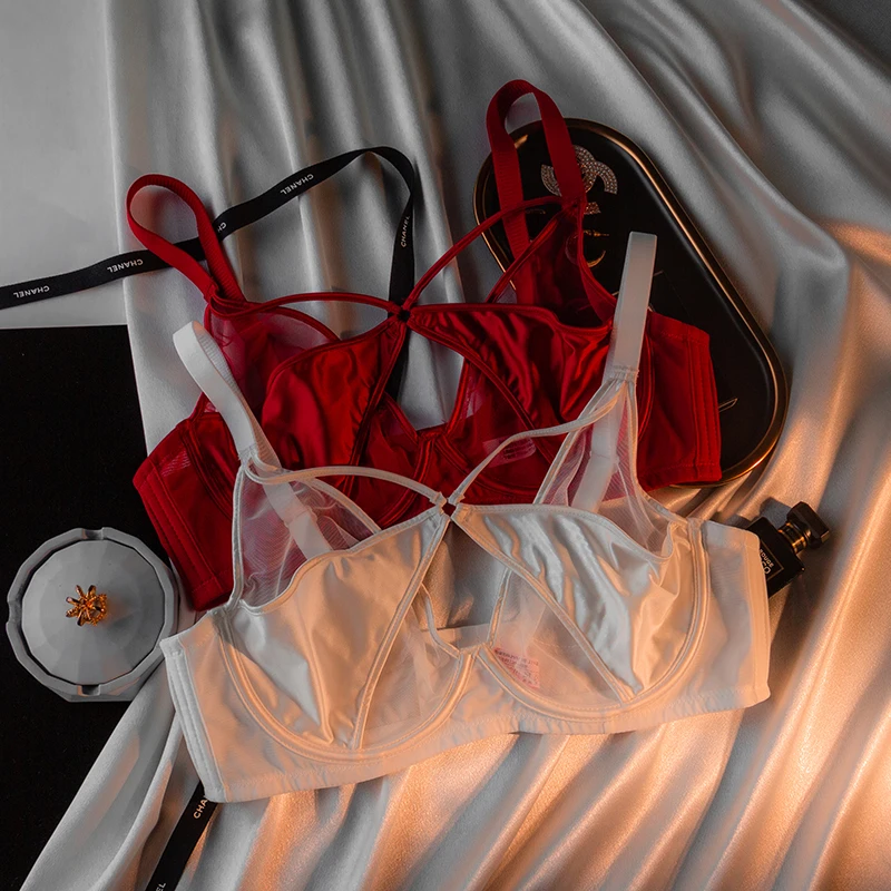 文胸超薄款大胸显小性感纯欲大码文胸聚拢上托胸罩女士法式调整型