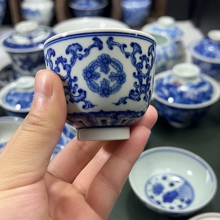 柴窑点工花团锦簇直口杯