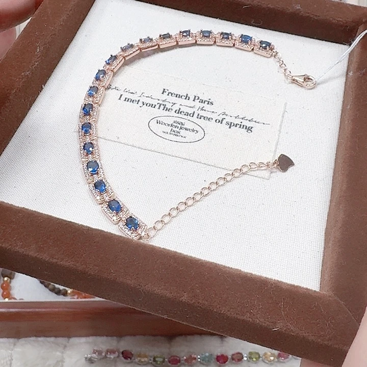 蓝宝石手链银S925镶嵌