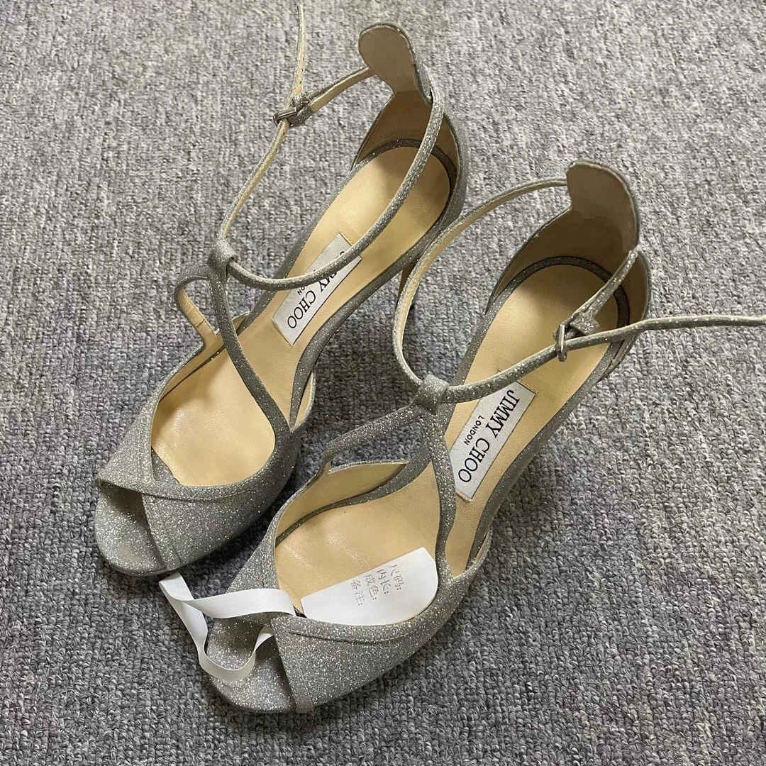 95新 JIMMY CHOO/吉米周 舒适一字带凉鞋39码/09183
