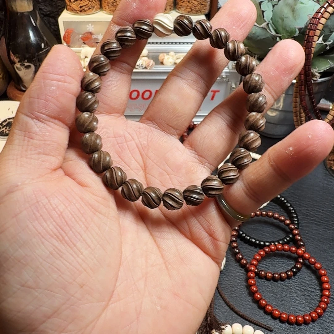 樂***爺手串/手链檀香木老山檀阴沉喜旋双线