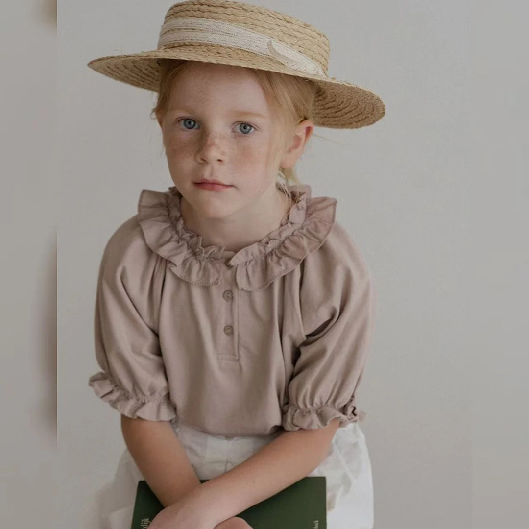 出口韩单  韩国susu25夏季新款娃娃领短袖纯棉T恤