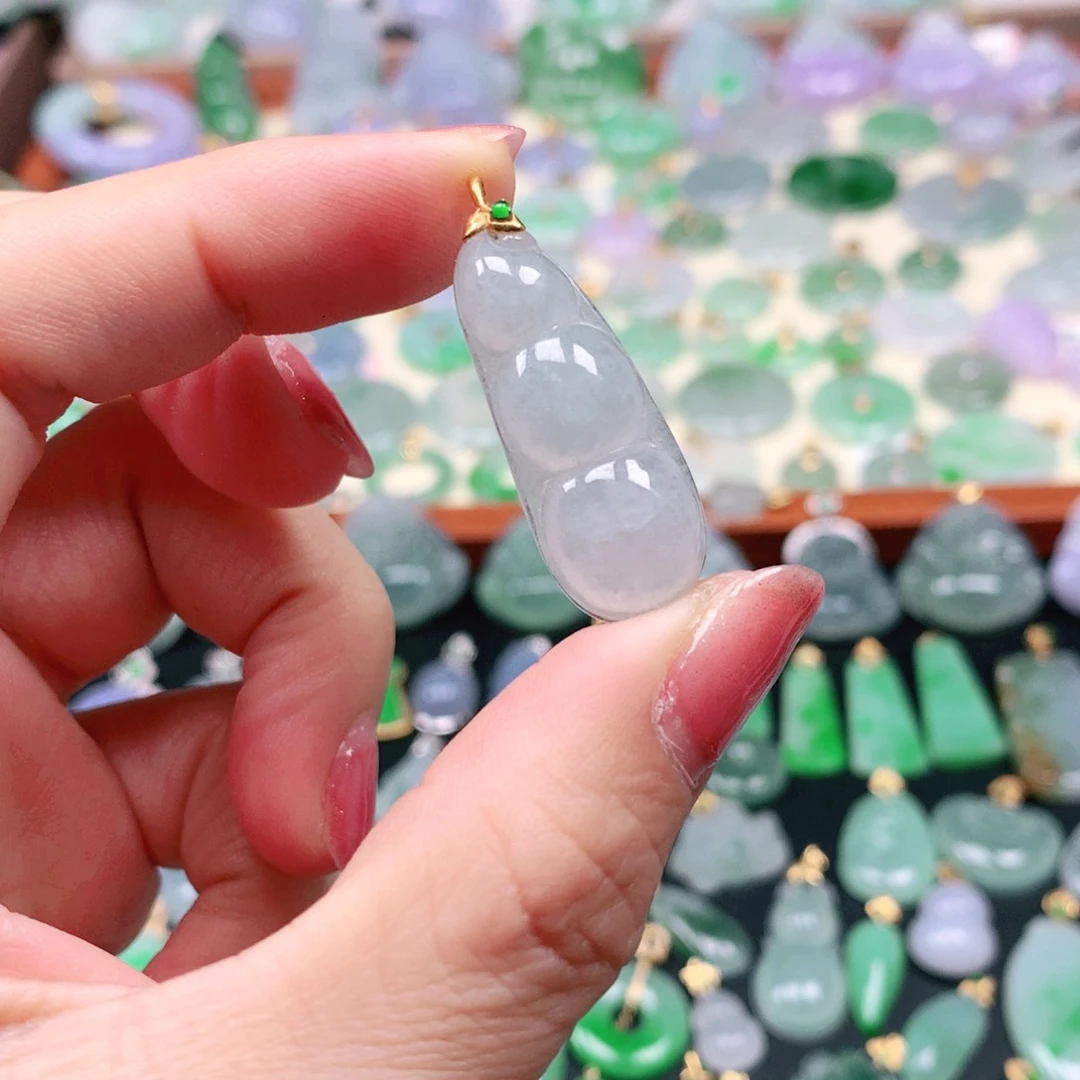 吊坠(不含链)18K金镶嵌翡翠