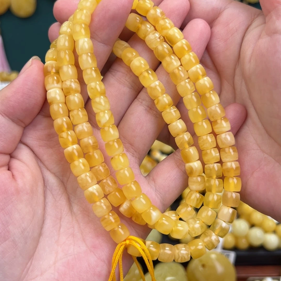琥珀手链未镶嵌7.6mm精工直切