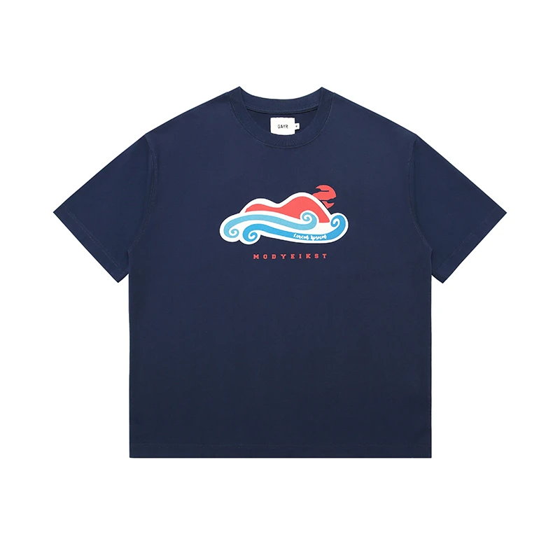 【夏季优惠】民生铺子大码宽松印花短袖320重磅水洗精梳棉T恤