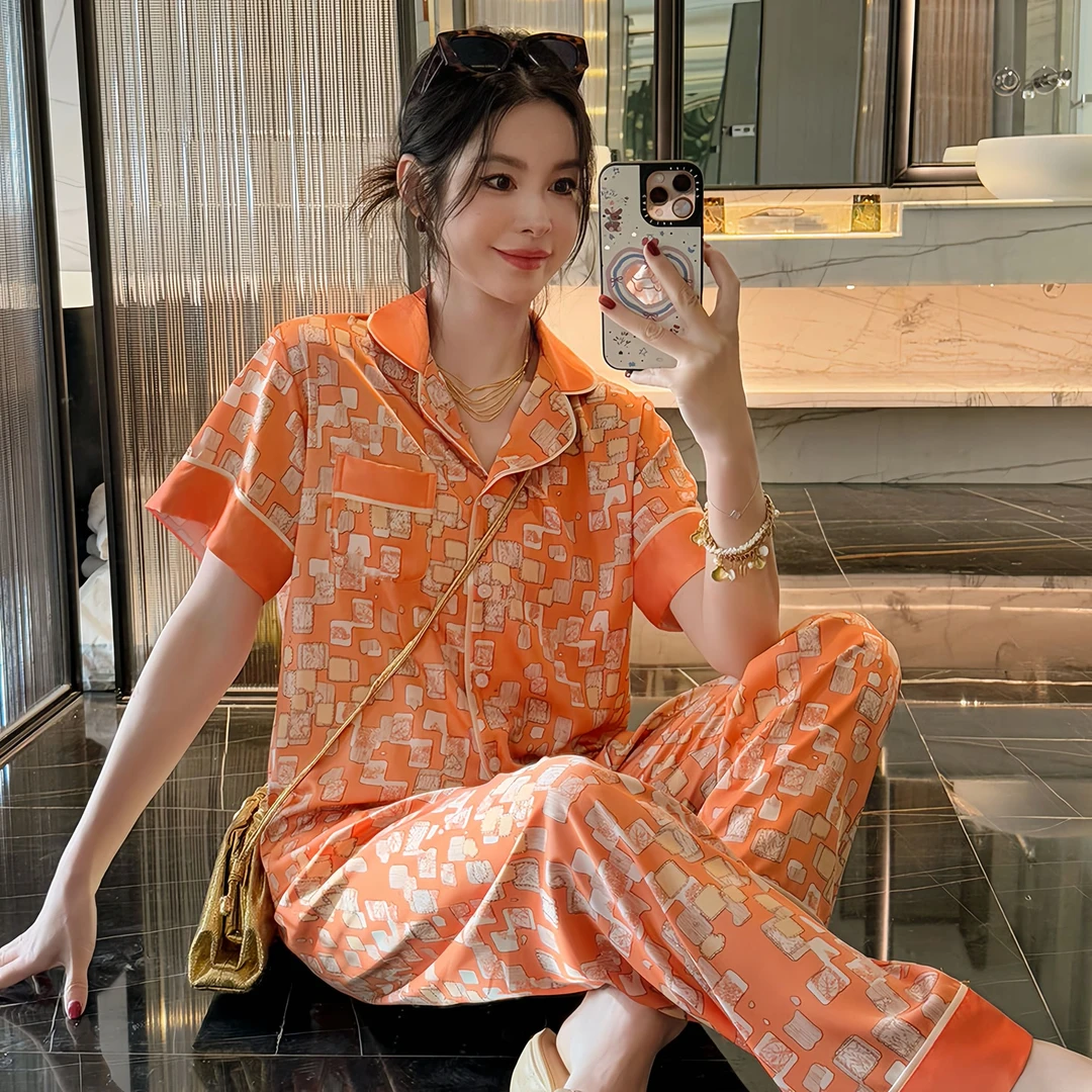 2025春季新款冰丝睡衣女时尚卡通网红时装套装CWS家居服