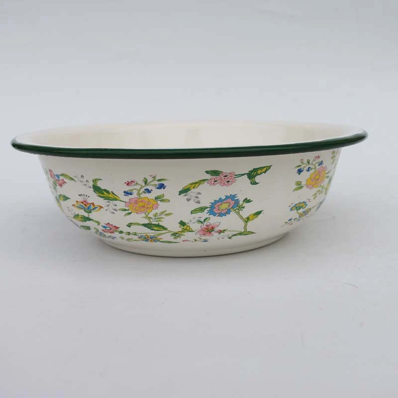 22CM加厚搪瓷盆家用汤碗汤盆吃面碗沙拉盆菜盆搅拌碗拉面碗蒸蛋碗