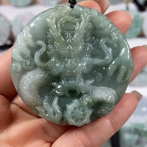 翡翠颈饰未镶嵌龙凤呈祥两面工福利