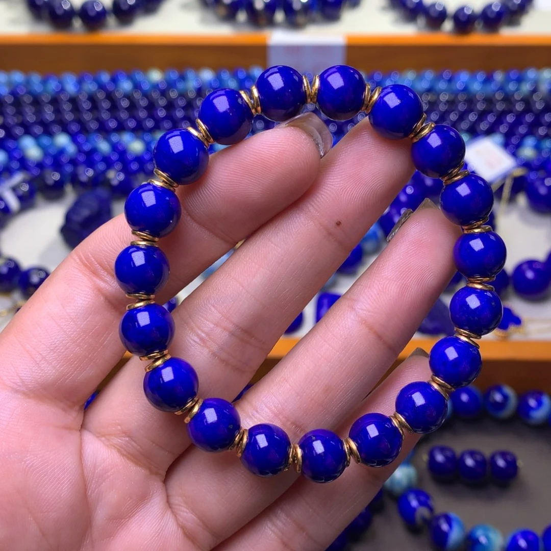 青金石银S925镶嵌手串9mm