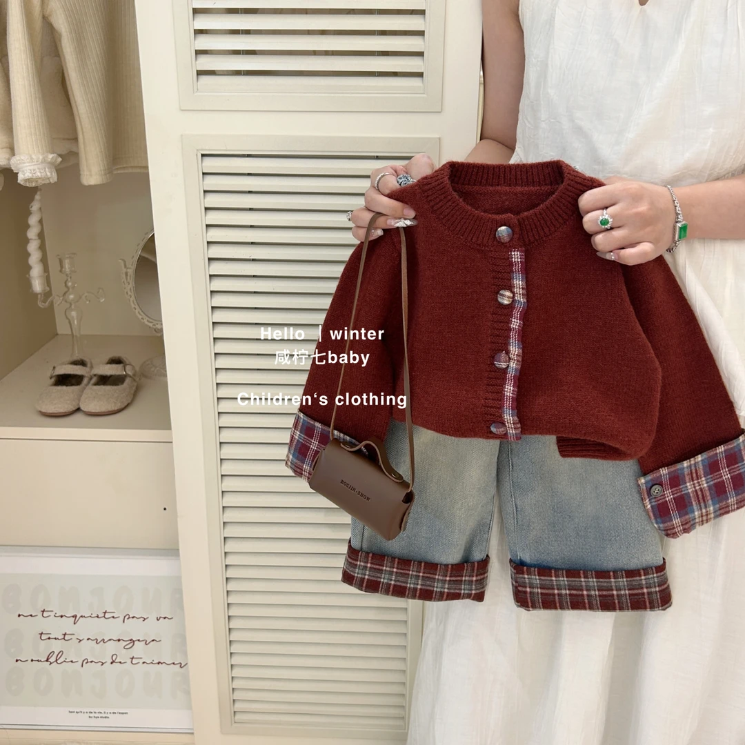 女童毛衣红色儿童新年衣服女宝宝过年服女孩冬装圣诞儿童