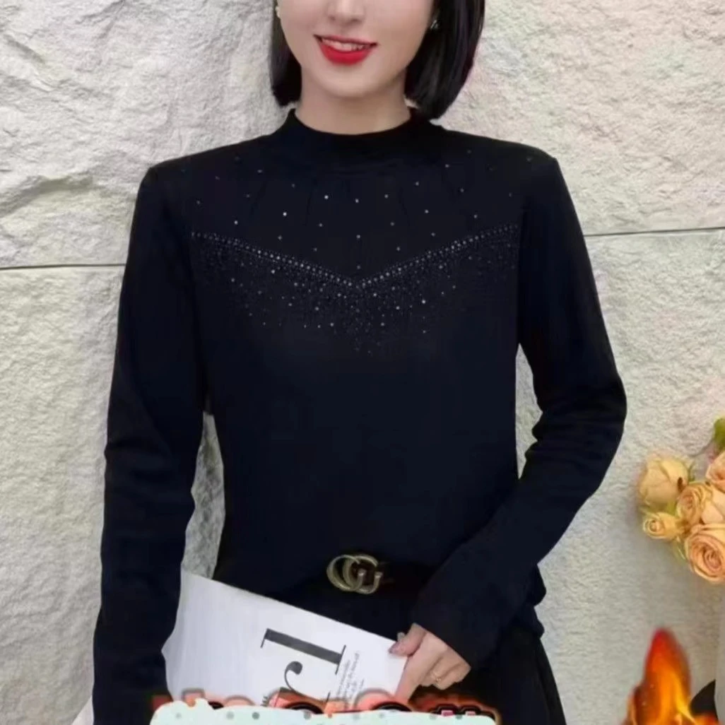 常规圆领常规款半高领纯色T恤秋冬长袖打底衫气质