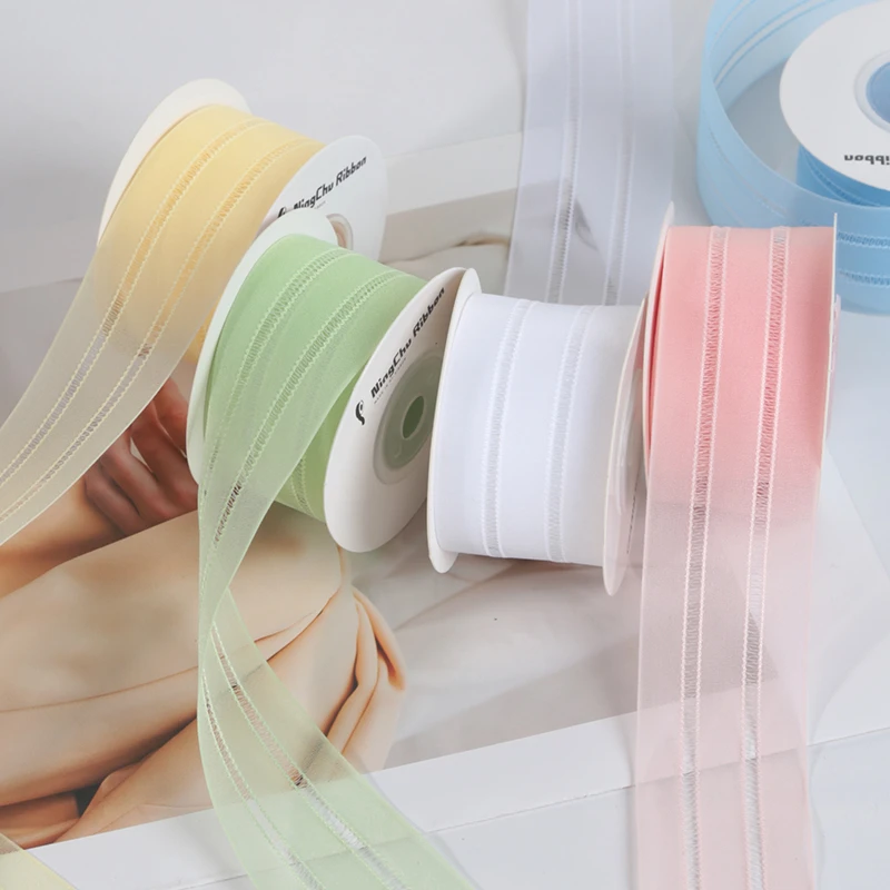 4cm牛奶纱丝带彩带花束包装包边条缎带蛋糕带织带布条diy材料花艺