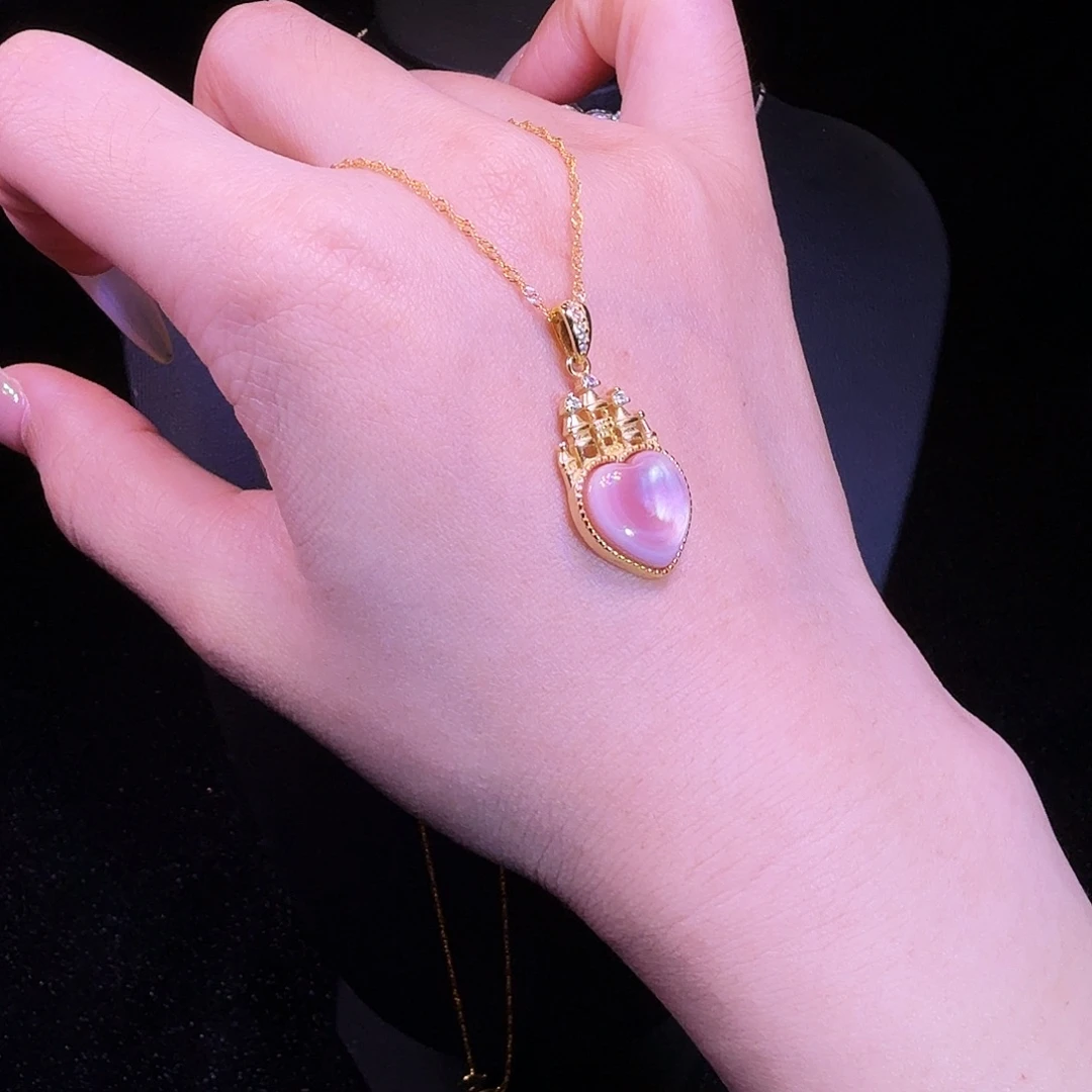 贝壳非金属925银极光紫贝项链