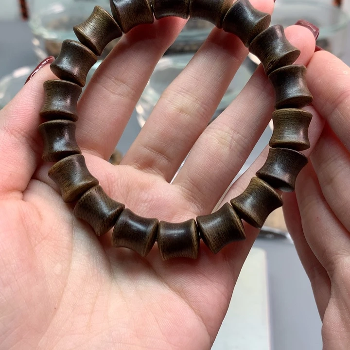 手串沉香1.2竹节单圈绿棋