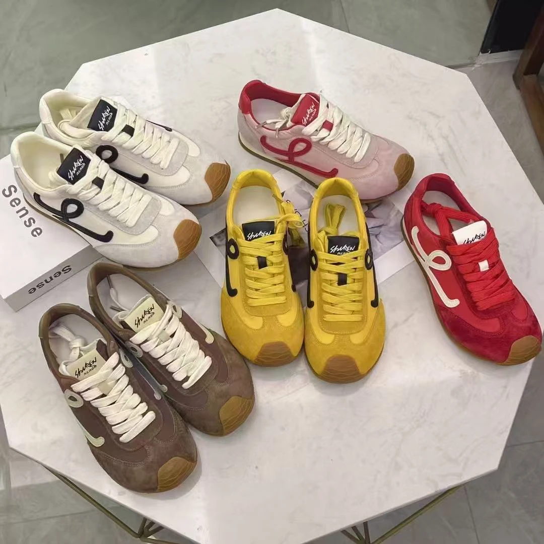 5219达思图复古拼色阿甘芭蕾德训鞋女2025春季新款平底休闲板鞋