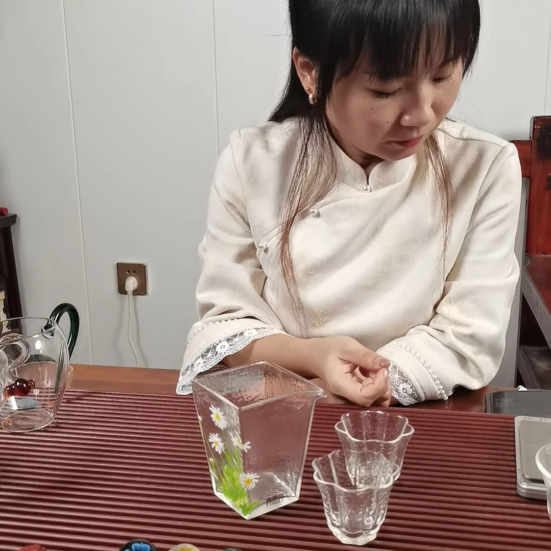 高硼硅玻璃手柄款兰汀小影方杯配两支小杯