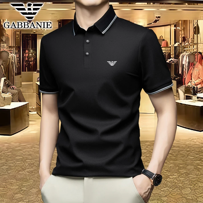 意大利专柜正品男士无痕短袖T恤夏季薄款透气冰丝商务轻奢POLO衫