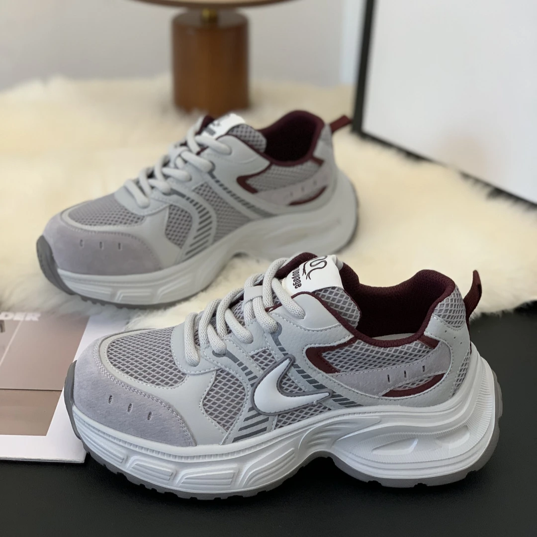 韩版厚底增高潮流老爹鞋女2025秋季爆款网面透气不闷脚百搭休闲鞋