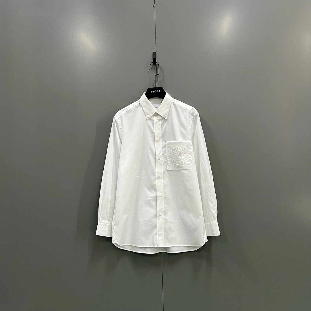 99新 BURBERRY/博柏利 白色徽标刺绣衬衫 M码/98新/bc016601