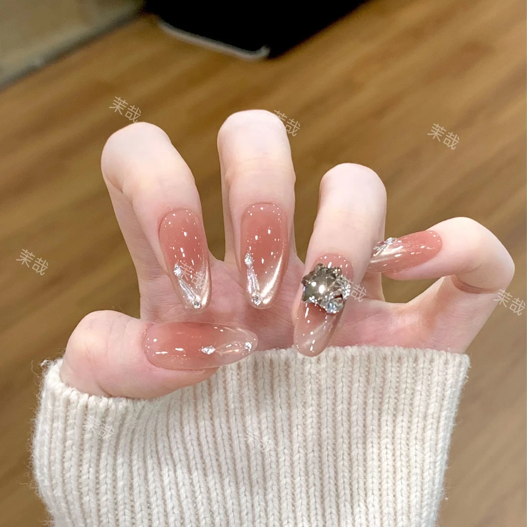 茉哉III现货【柏林初雪】纯手工定制美甲拆卸穿戴甲A5091