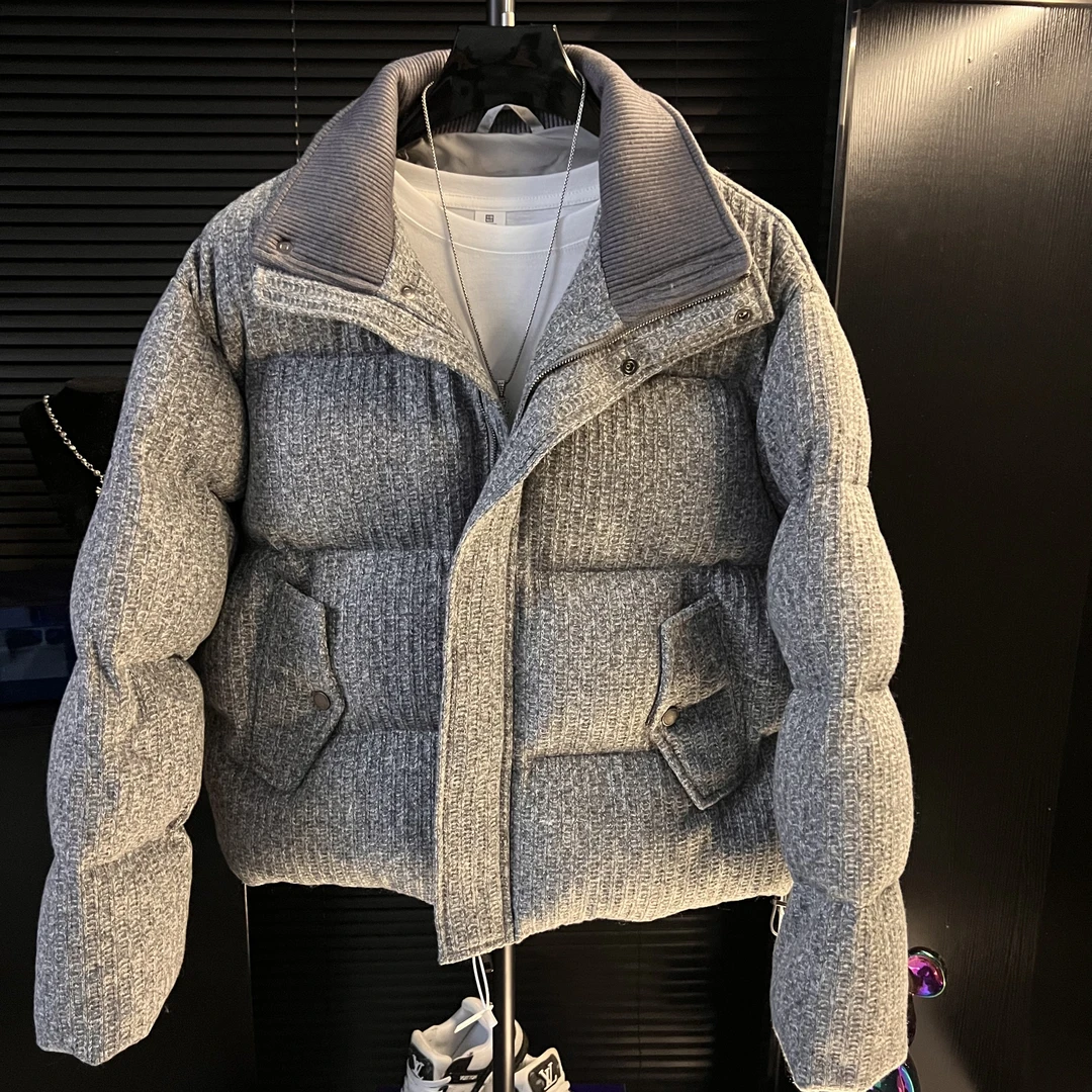MJ-「编织小香风」粗纹呢料棉服男宽松冬季加厚立领外套