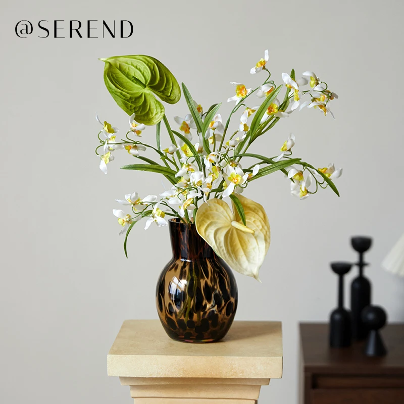 翠暄花束欧式轻奢小蝶兰仿真花客厅玄关餐桌桌面插花装饰品摆件