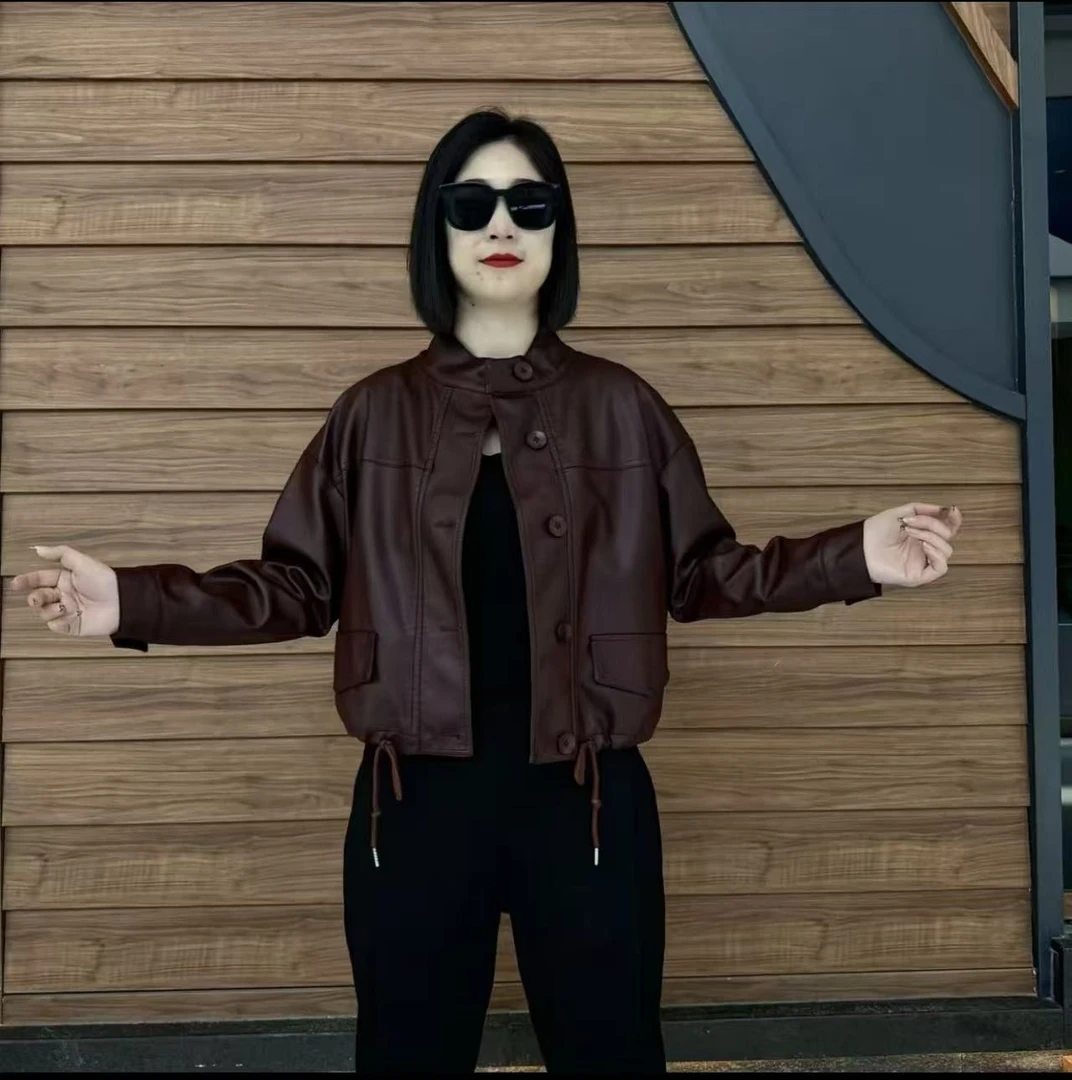 2409新款加棉皮衣短外套