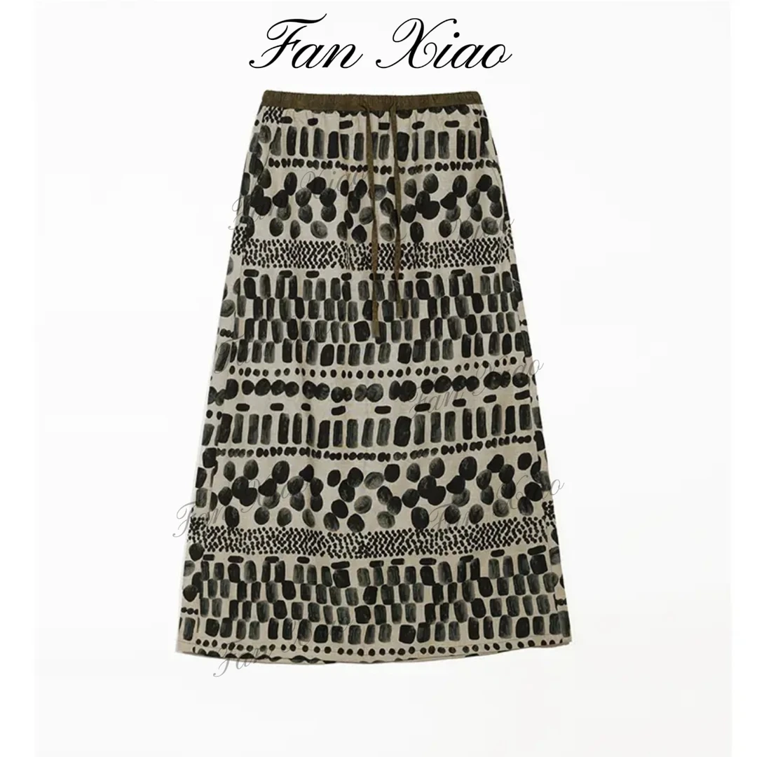 Fan Xiao【墨雨云间】休闲设计感显瘦减龄半身裙新款时尚裙子-8852