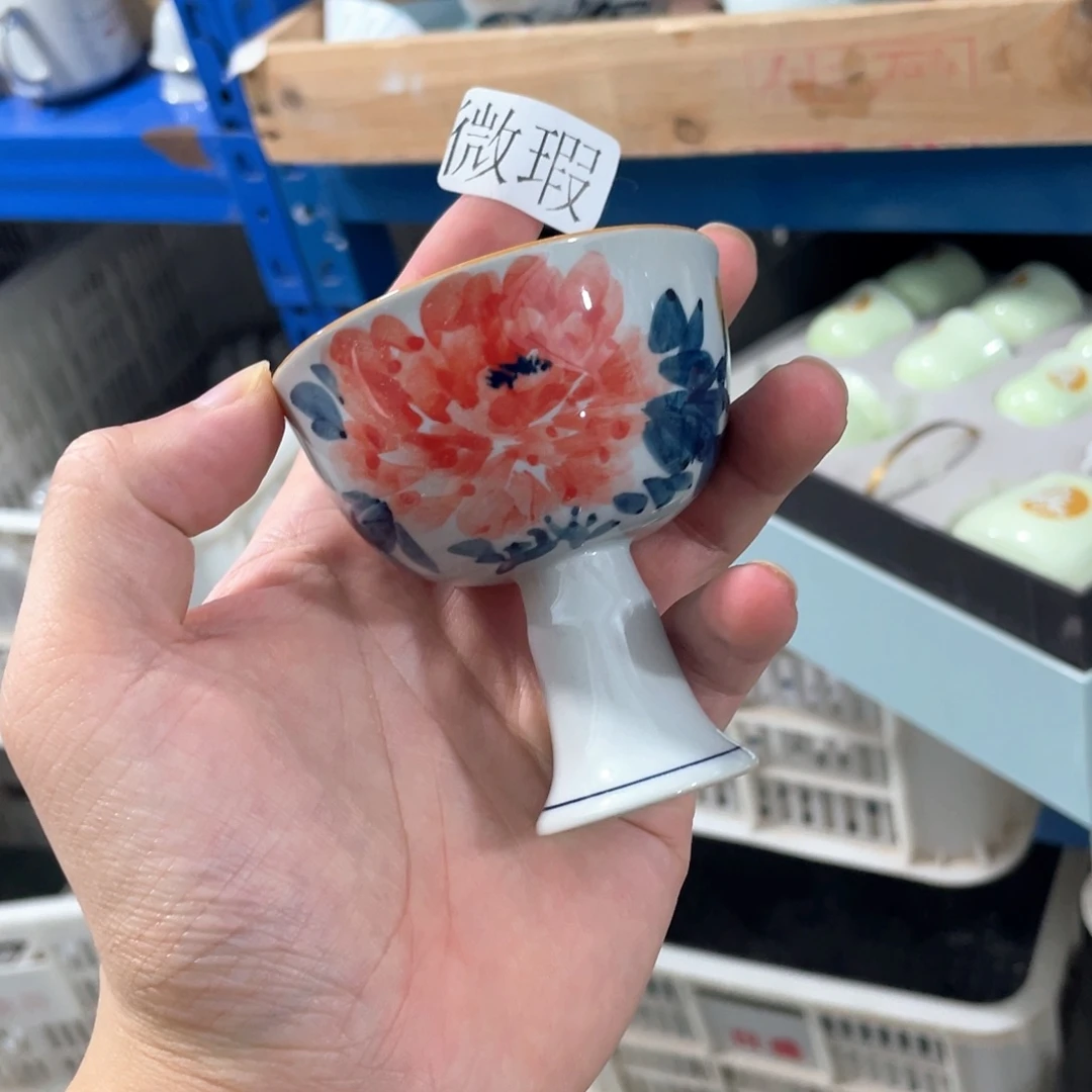 釉下彩纯手绘有瑕