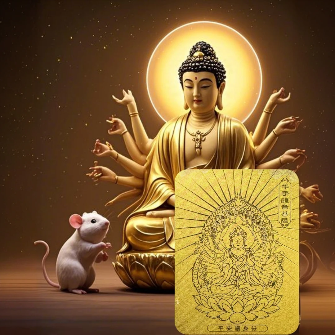 蛇年手机贴12生肖本命年佛卡护身符八大守护神AU999金手机贴创意