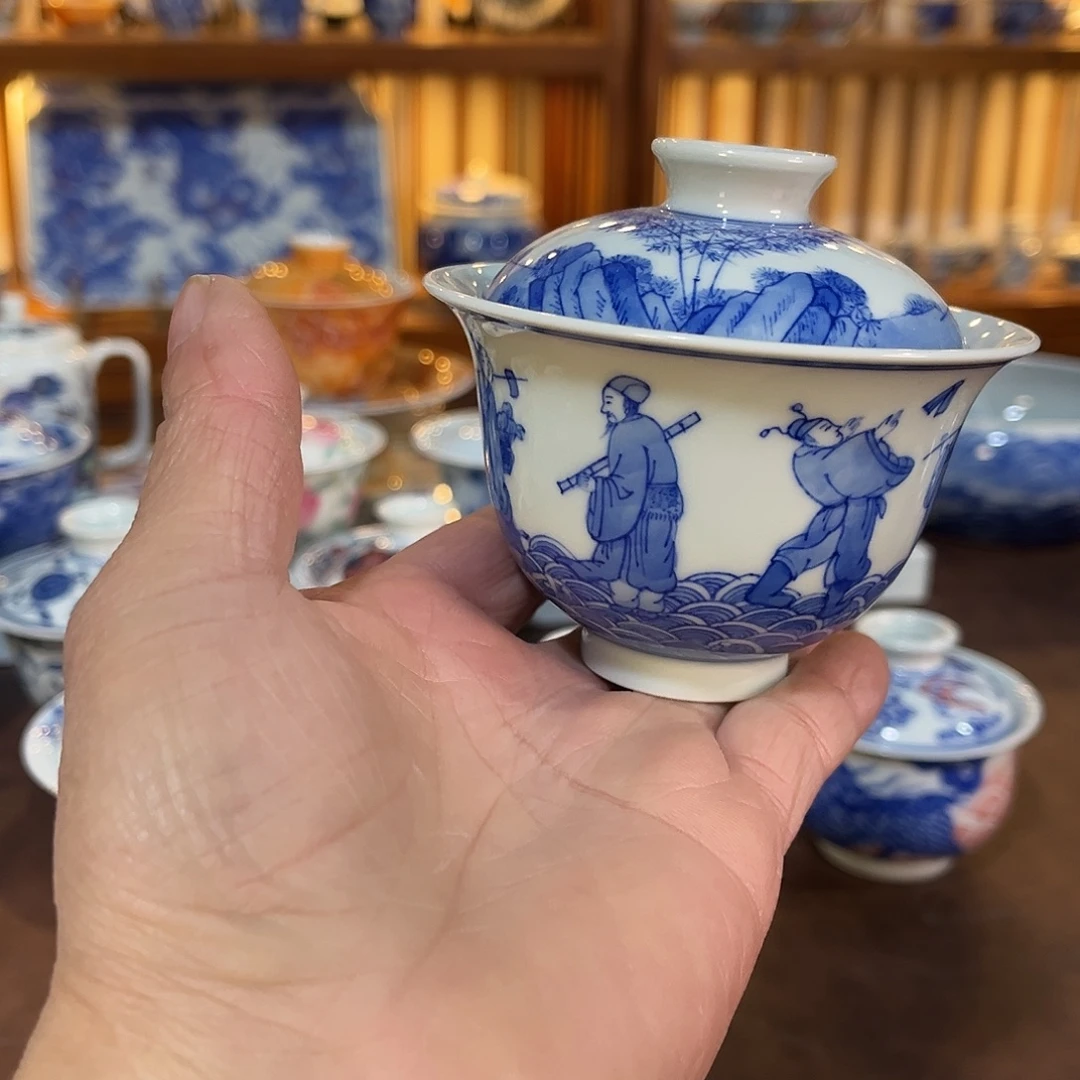 錡镇堂手工手绘绘盖碗