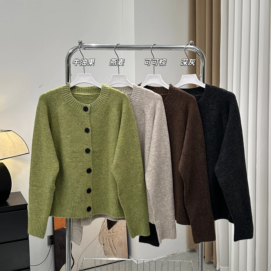 「双色花纱 含绵羊毛」加厚开衫 冬季韩系百搭宽松圆领毛衣1961