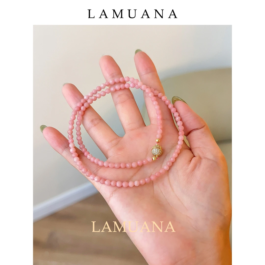 合金项链 LAMUANA意大利高级感项链吸扣设计粉叠戴84028