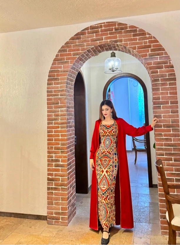 复古民族风atlas连衣裙两件套时尚气质宫廷古风设计师红色