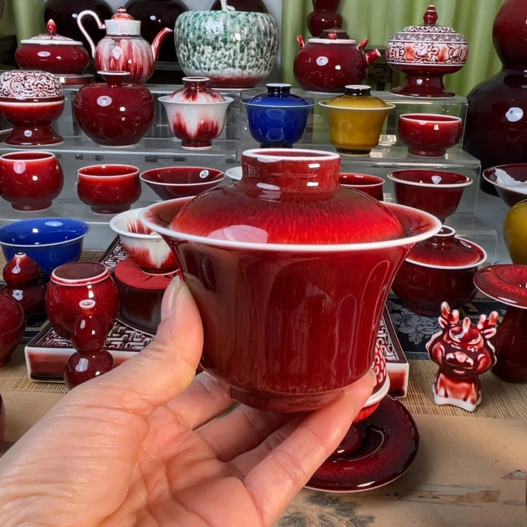 景德镇原矿釉马蹄盖碗