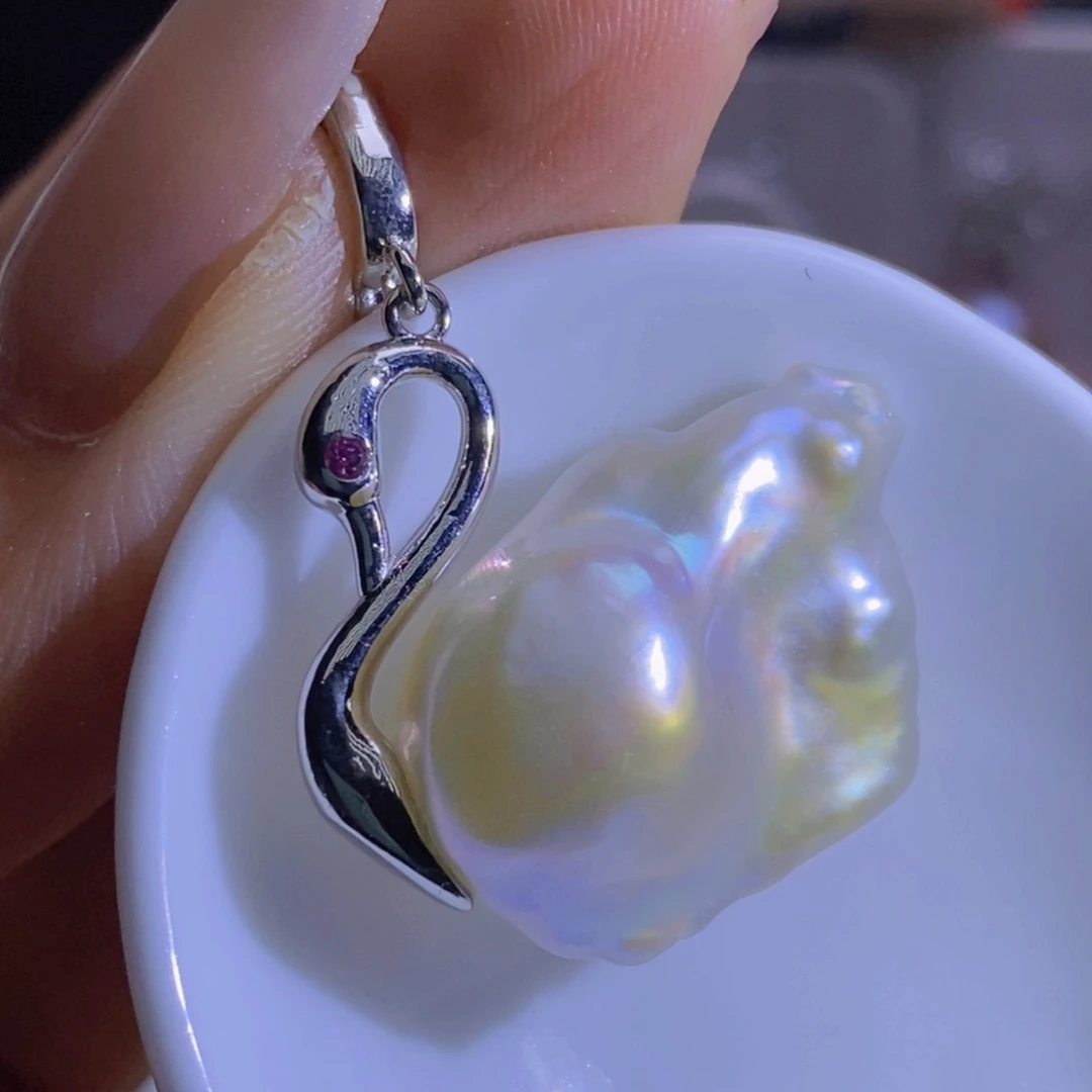 银S925镶嵌淡水珍珠微瑕